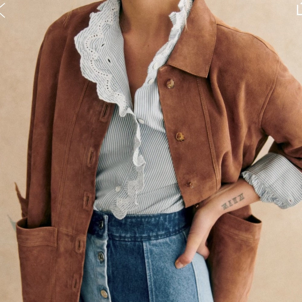Sezane Brown Leather Jacket